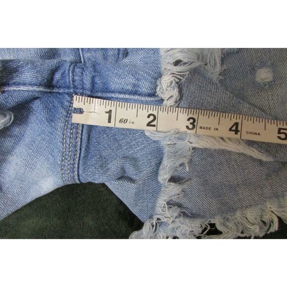 Abercrombie & Fitch Jean Overalls Shortalls Blue Denim Womens XS Distressed - Picture 4 of 9